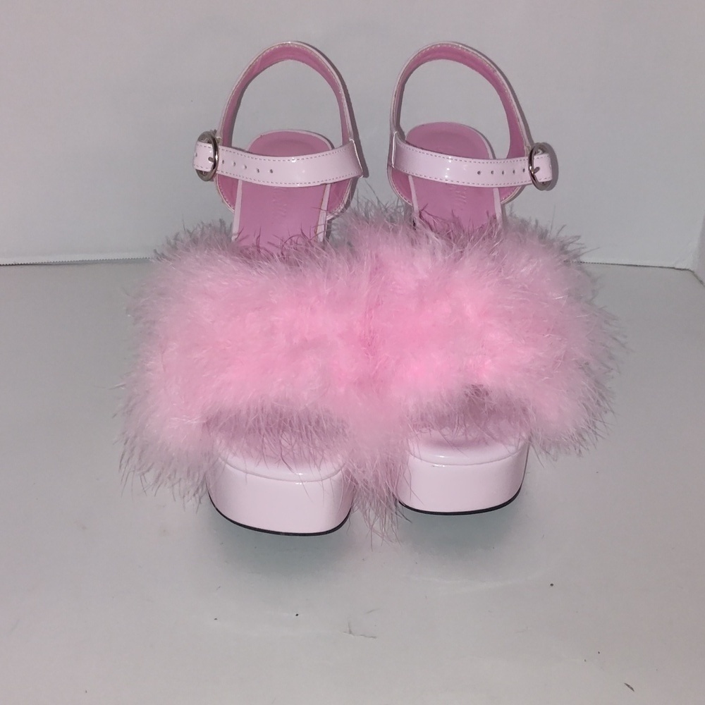 Sugar Thrillz Blushin N Crushin Malabou Heels Size 11 Pink Feathers